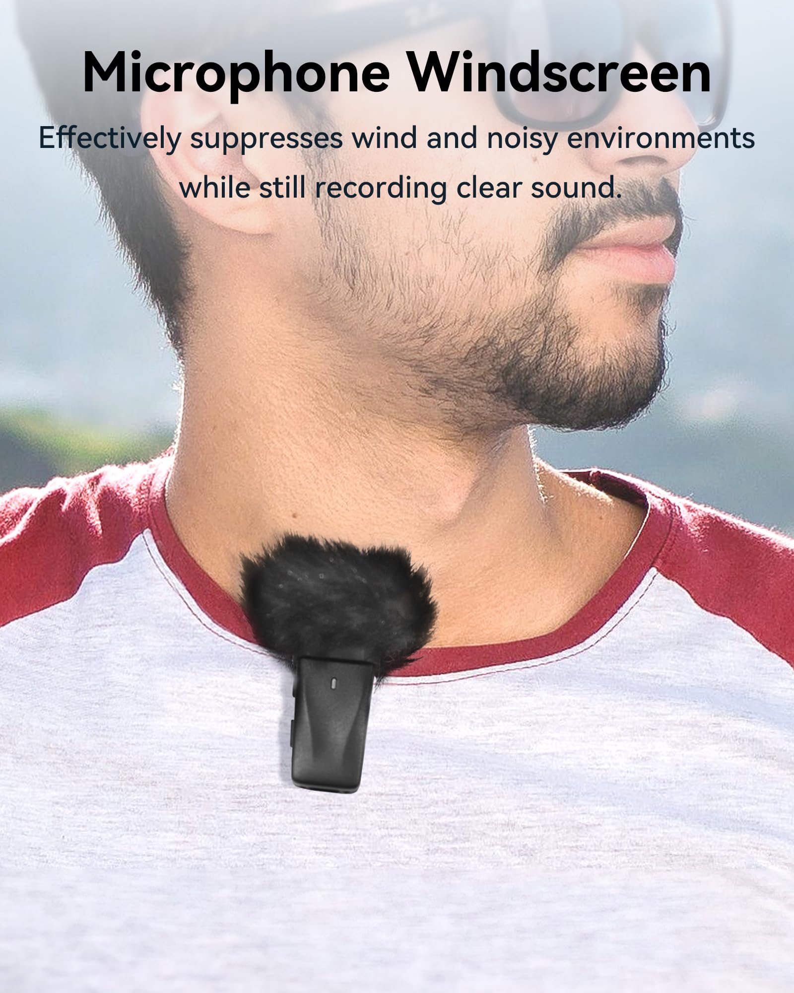 PILSAMAS Wireless Lavalier Microphone for iPhone 15/16 & Android, USB C, 48KHz, 2 Pack with Adapter, Charge Case & Windscreen, Noise Cancel